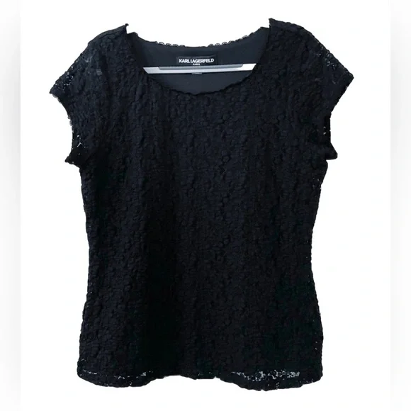Karl Lagerfeld Paris Black Lace Blouse Women’s Large - Picture 5 of 9